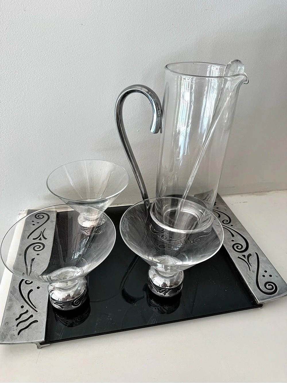 Spyro 6 Piece Martini Set Martini Set Clear & Silver Like New